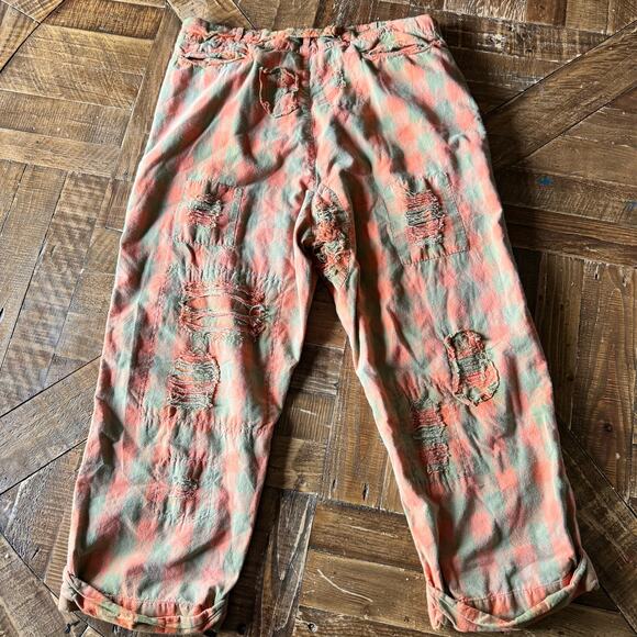 Woman's Magnolia Pearl Check Charmie Trousers Pants Orange Green One Size - Picture 7 of 9